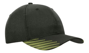 6 Panel Breathe P-Twill with Peak Print Cap - Custom Embroidered - HP_4007 - Black with Green