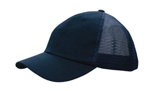 6 Panel Washed Chino Soft Mesh Back Cap - Custom Embroidered - HP_4145 - Navy