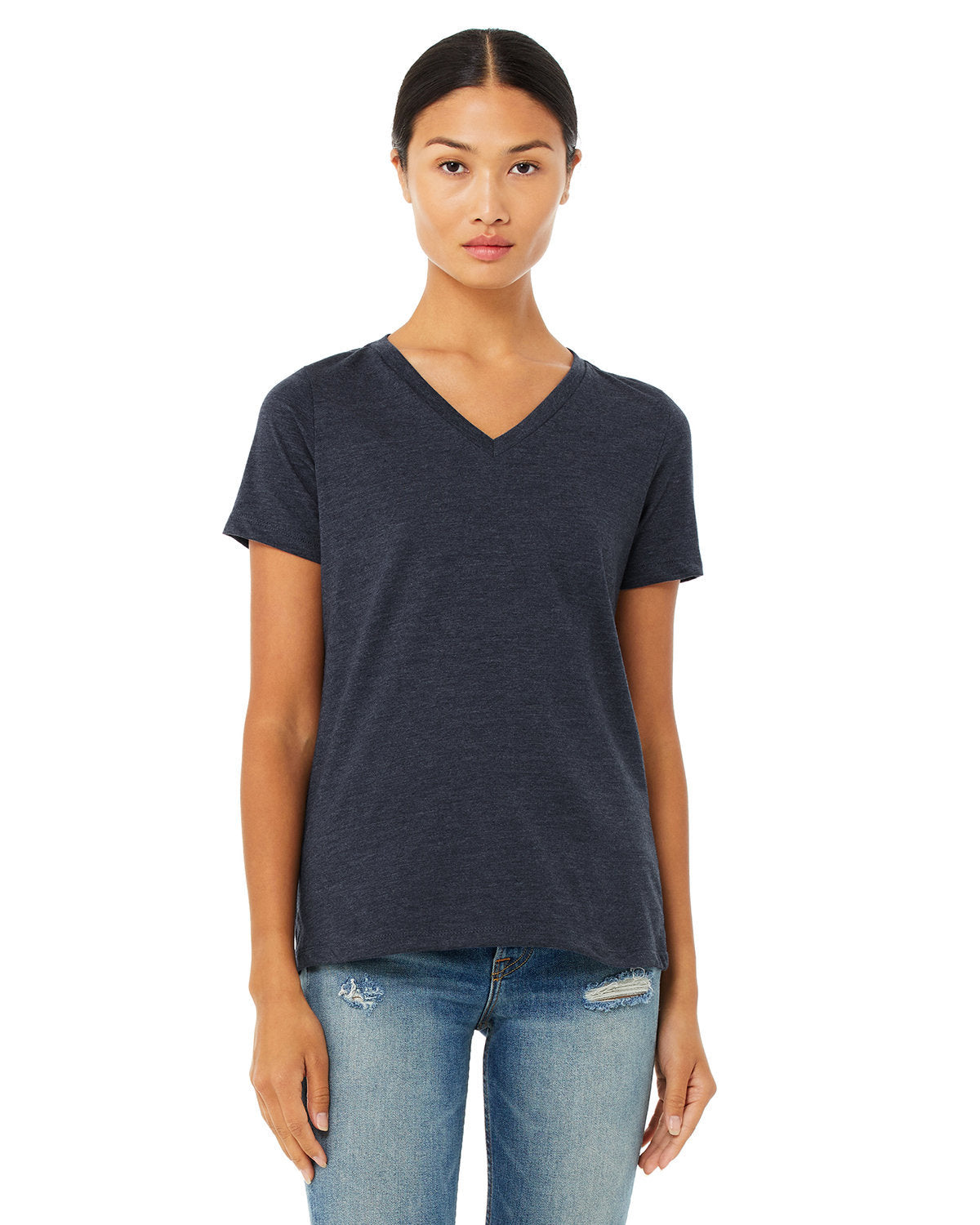 Bella + Canvas Ladies' Relaxed Heather CVC Jersey V-Neck T-Shirt