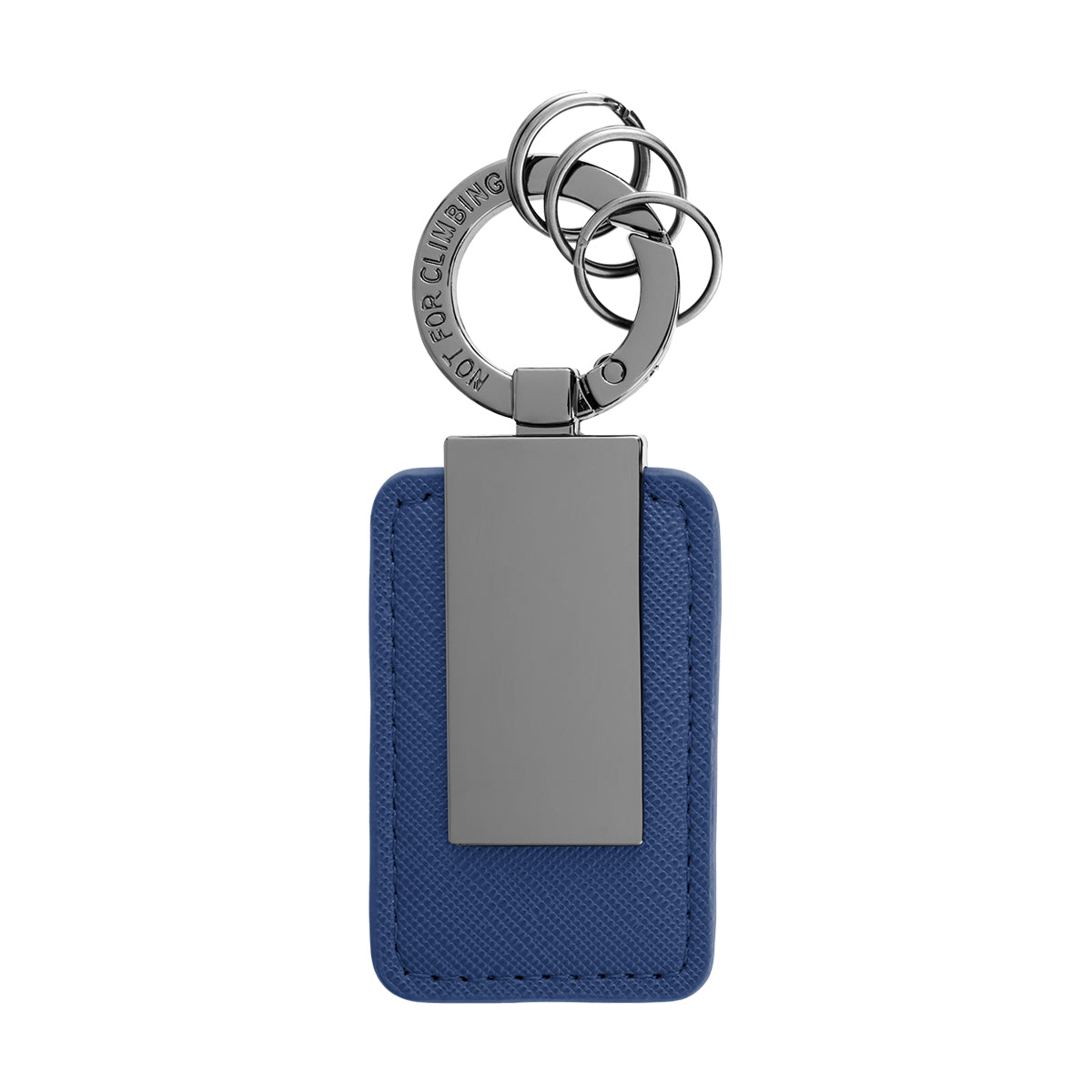 Leatherette Carabiner Clip Key Tag - Navy Blue