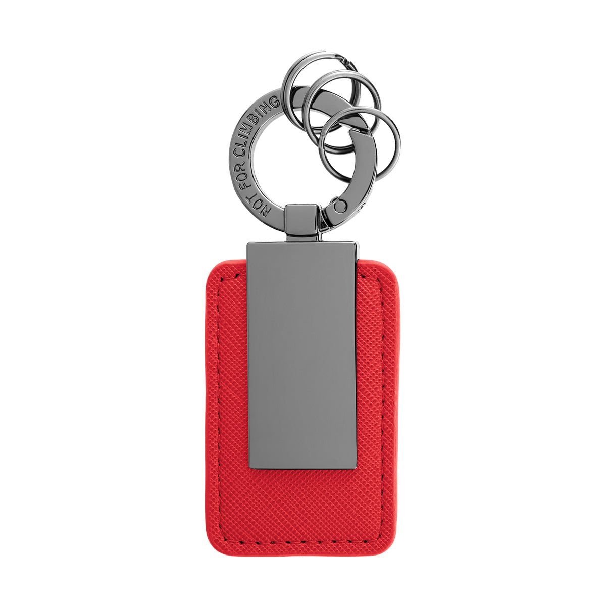 Leatherette Carabiner Clip Key Tag - Red