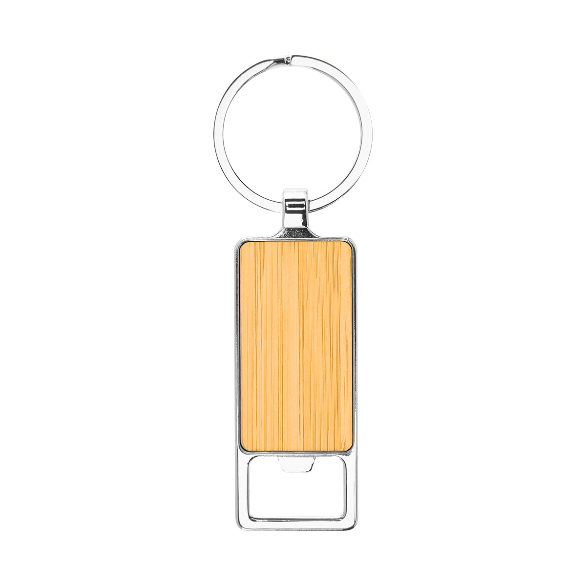 Bristol Bamboo Key Tag With Bottle Opener - Silver/Bamboo
