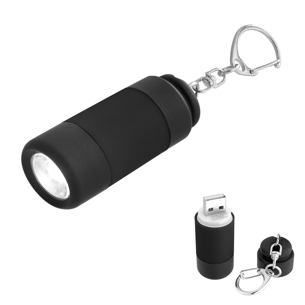 Rechargeable LED Light Key Chain - Black With Black