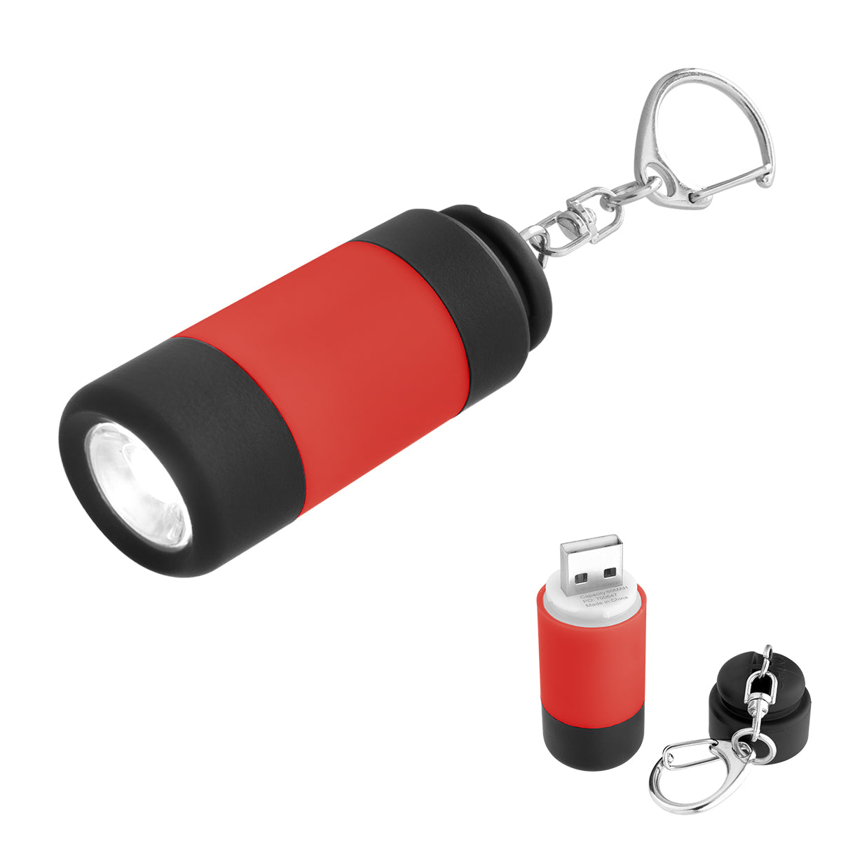 Rechargeable LED Light Key Chain - Red With Black