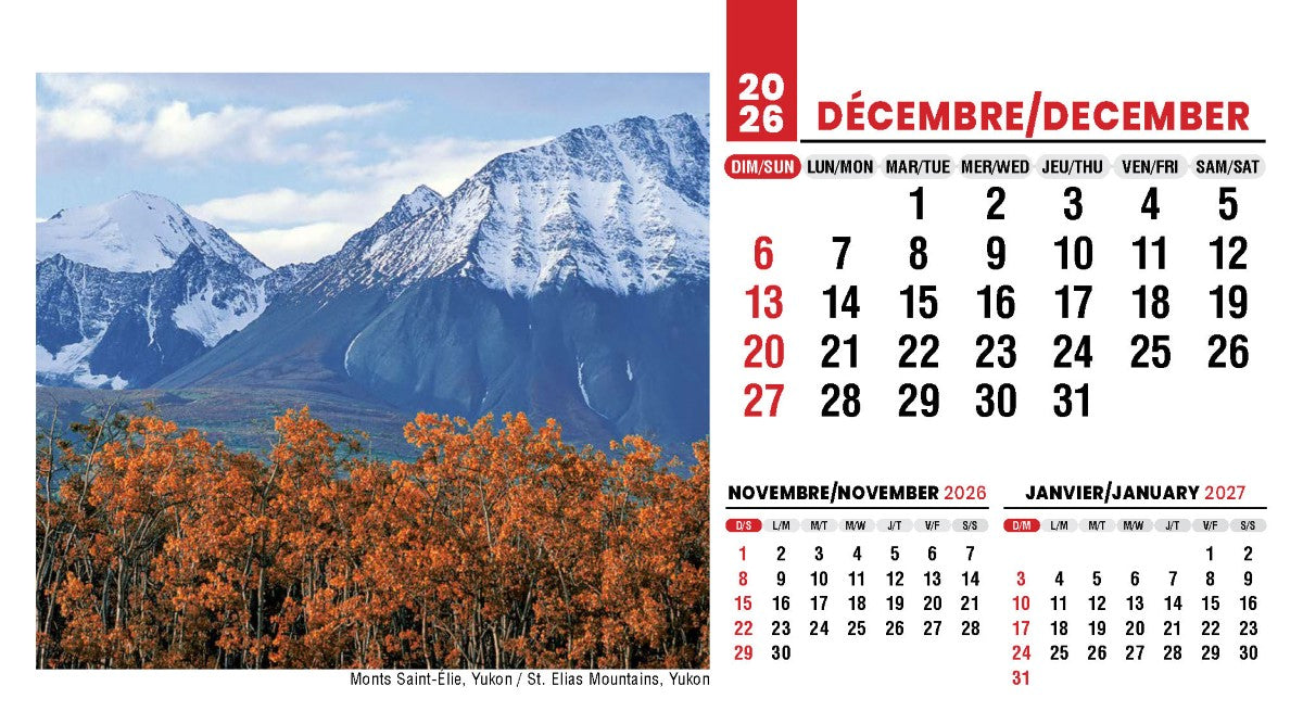 Scenes of Canada French English 2027 Promotional Desk Calendar