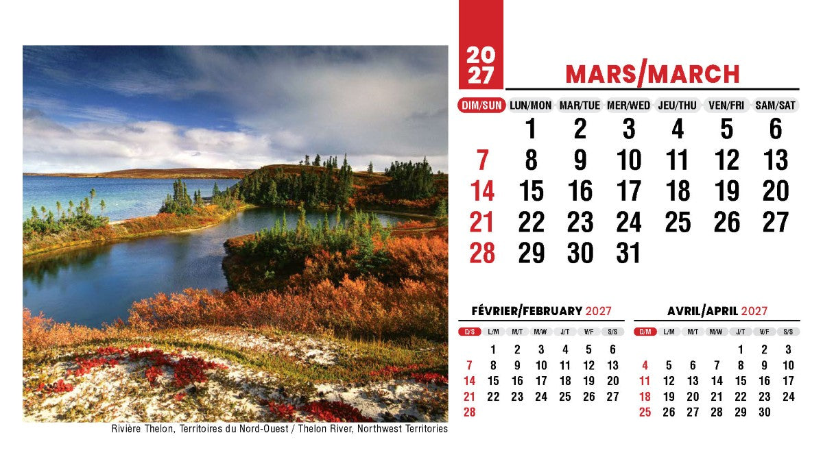 Scenes of Canada French English 2027 Promotional Desk Calendar