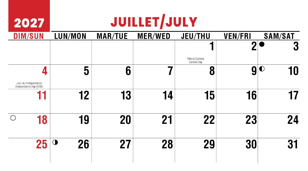 Scenes of Canada French English 2027 Promotional Desk Calendar