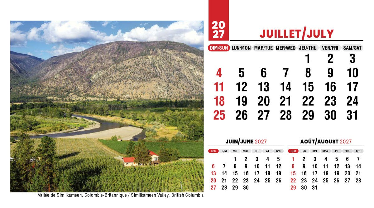 Scenes of Canada French English 2027 Promotional Desk Calendar