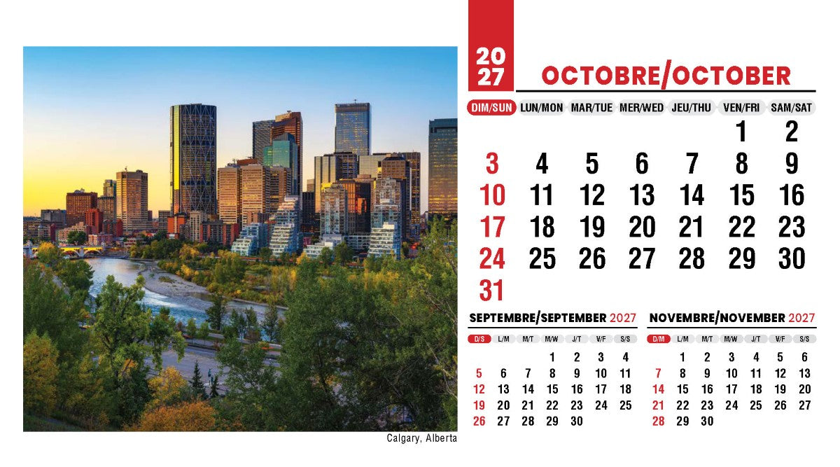 Scenes of Canada French English 2027 Promotional Desk Calendar
