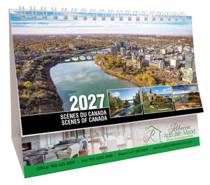 Scenes of Canada French English 2027 Promotional Desk Calendar - 2027-DSK0158 - WHITE