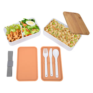 Stackable Bento Lunch Set - White With Gray
