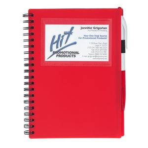 Spiral Notebook With ID Window - Frost Red