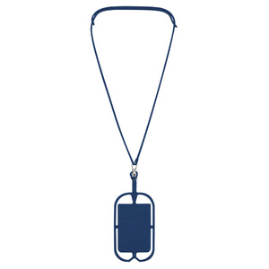 Silicone Lanyard with Phone Holder & Wallet - Navy Blue