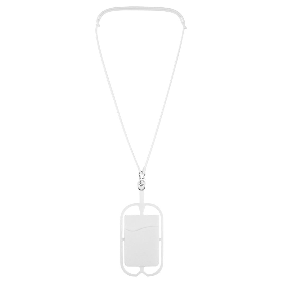 Silicone Lanyard with Phone Holder & Wallet - White