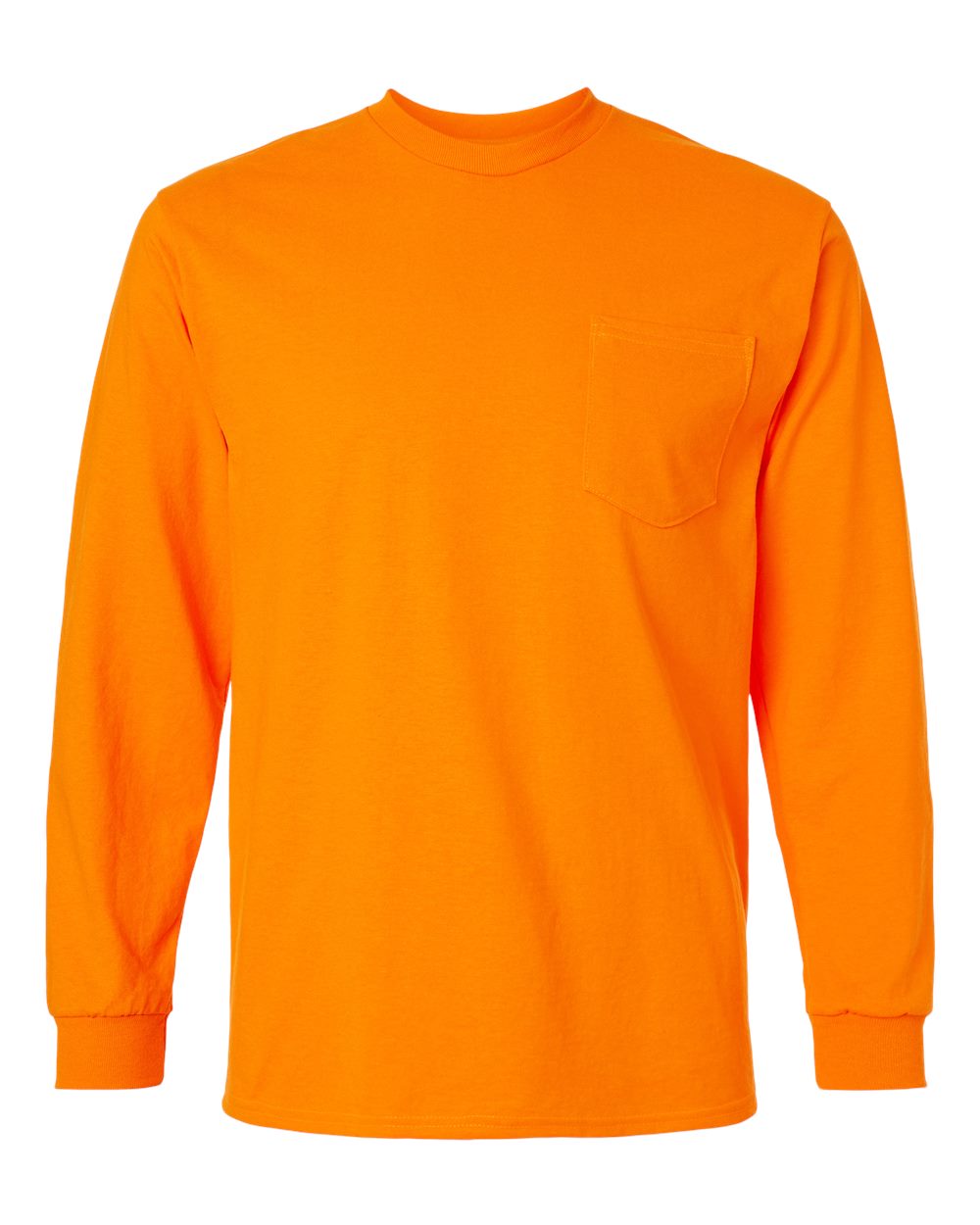 Gildan Adult Ultra Cotton® Long-Sleeve Pocket T-Shirt - Safety Orange
