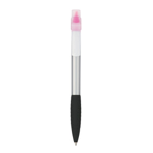 Neptune Pen With Highlighter - Silver With Pink