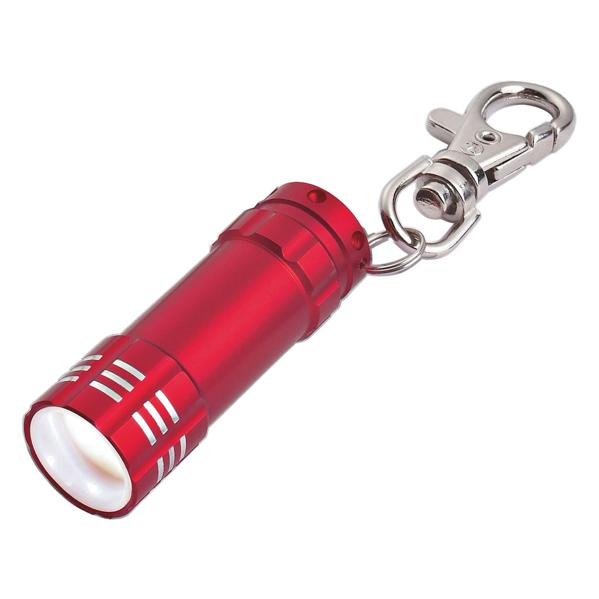 Mini Aluminum LED Flashlight With Key Clip - Red