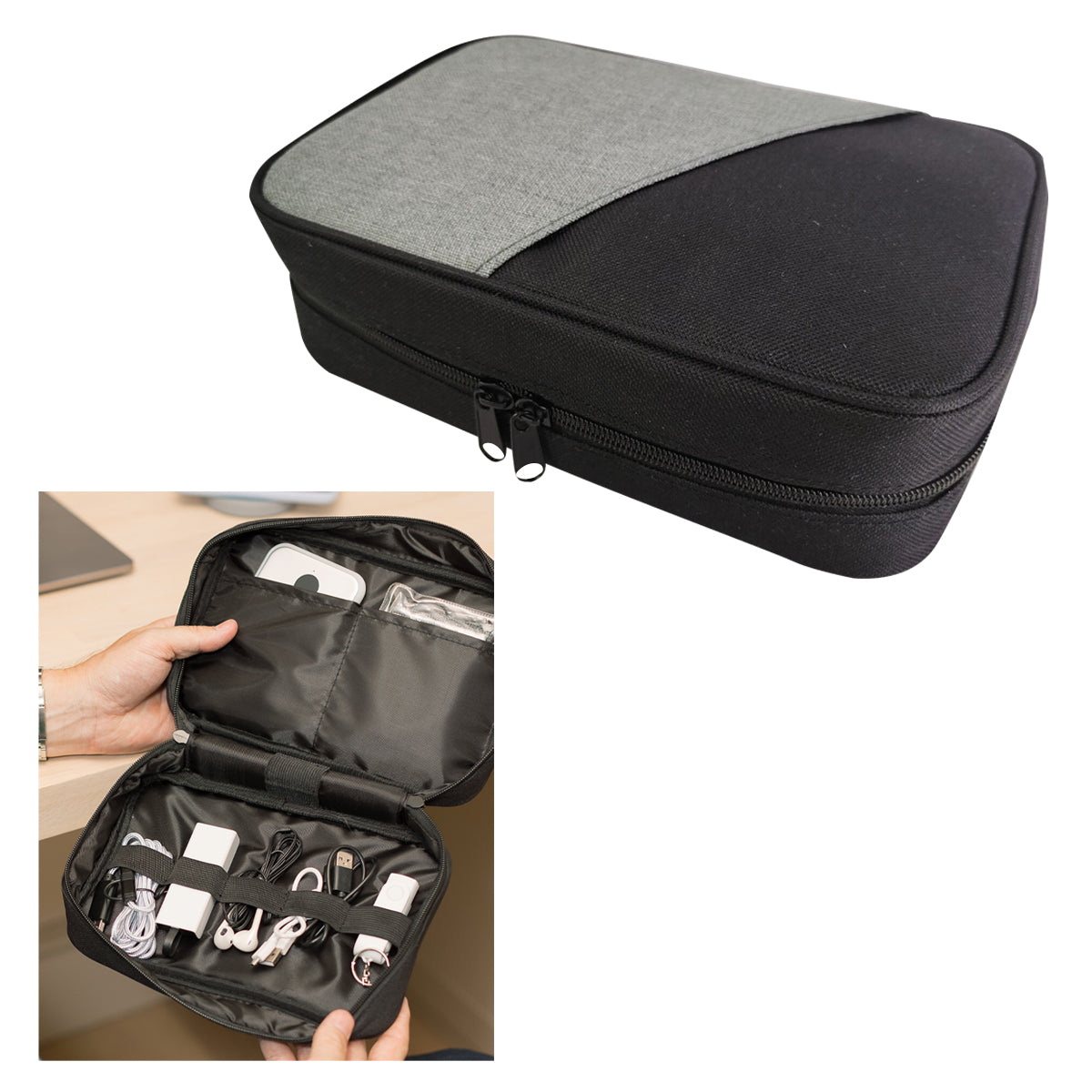 Contempo Heathered Tech Organizer - Black With Gray