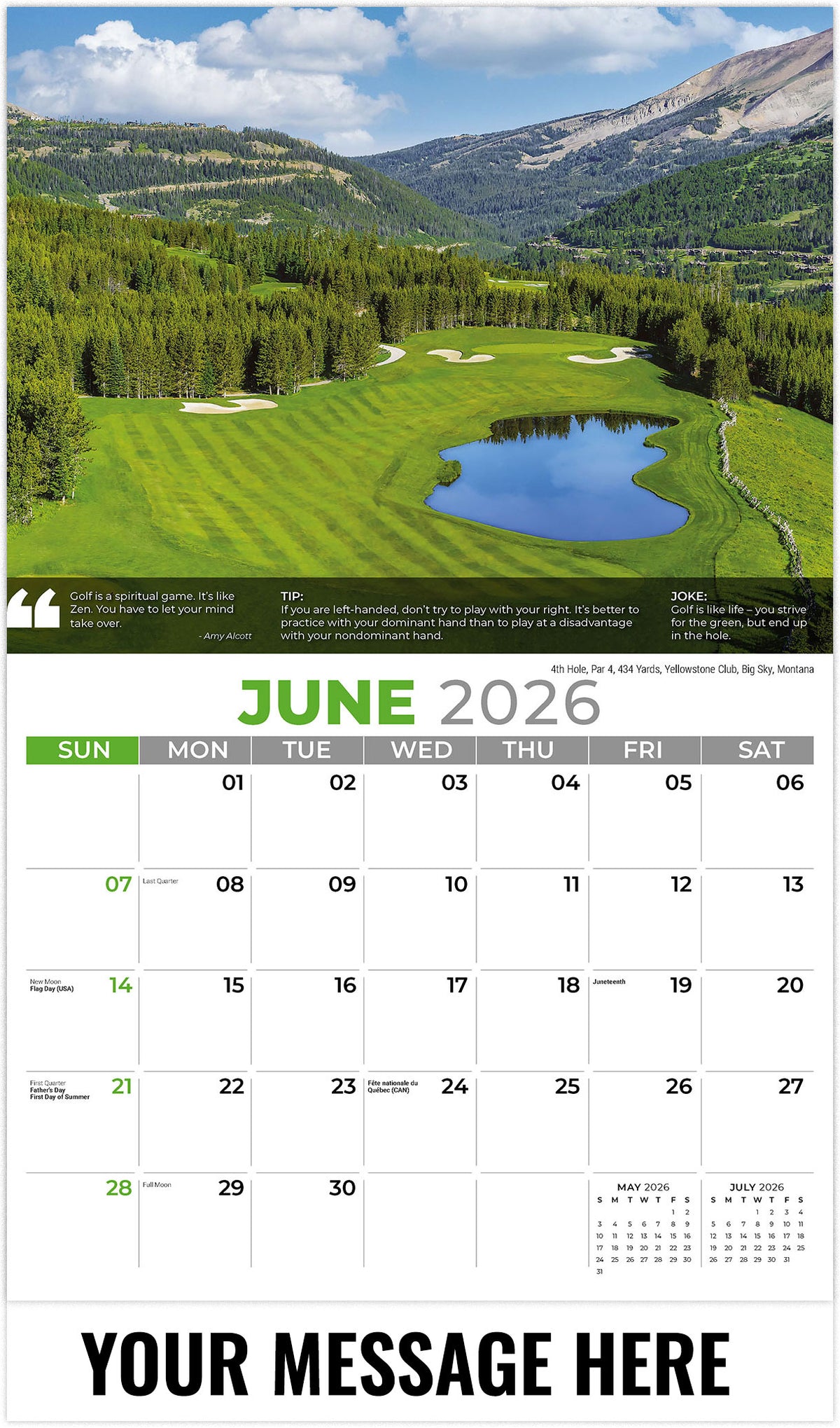 Golf Tips - 2026 Promotional Calendar
