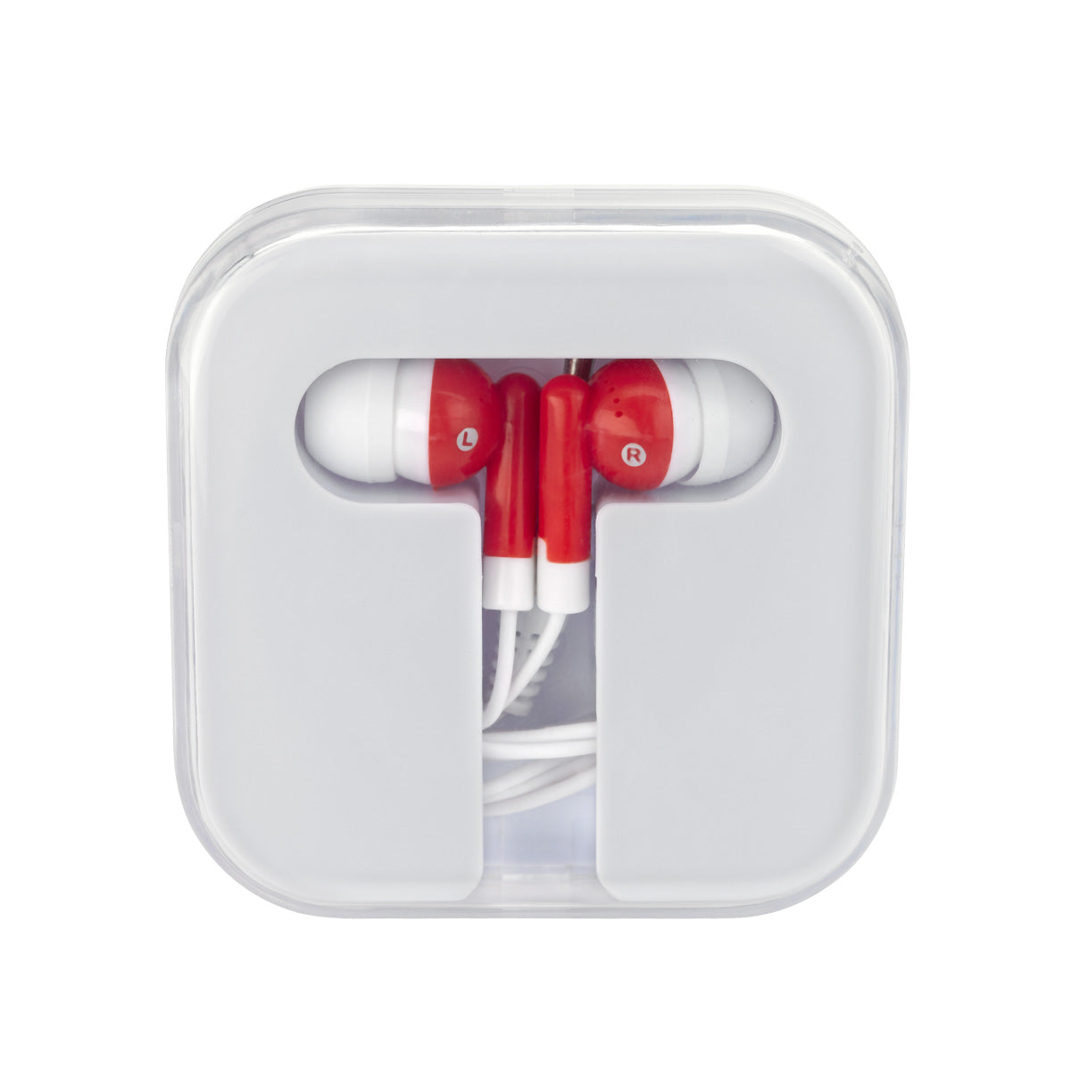 Earbuds In Compact Case - Red With White