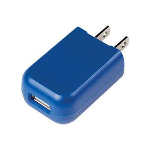 UL Listed Rectangular USB A/C Adapter - Blue