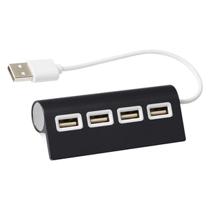 4-Port Aluminum Wave USB Hub - Black