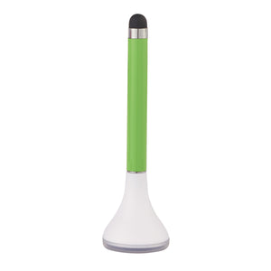 Stylus Pen Stand With Screen Cleaner - White With Lime