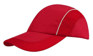 4 Panel Sports Cap with Mesh Inserts - Custom Embroidered - HP_3802 - Red with White