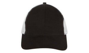 6 Panel Brush Cotton Cap with Mesh Back - Custom Embroidered - HP_4181 - Black with Gray