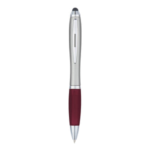 Satin Stylus Pen - HT_996 - SILVER WITH BURGANDY