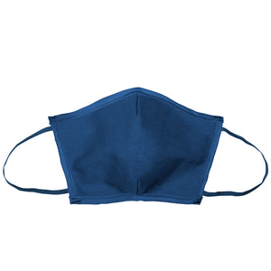 Flat Fold Canvas Face Mask With Elastic Loops - Sapphire