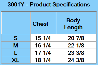 BELLA + CANVAS Youth Jersey T-Shirt - Specs