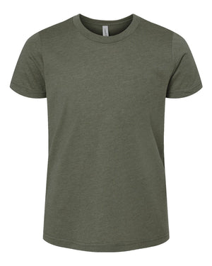 BELLA + CANVAS Youth CVC Jersey T-Shirt - Heather Military Green