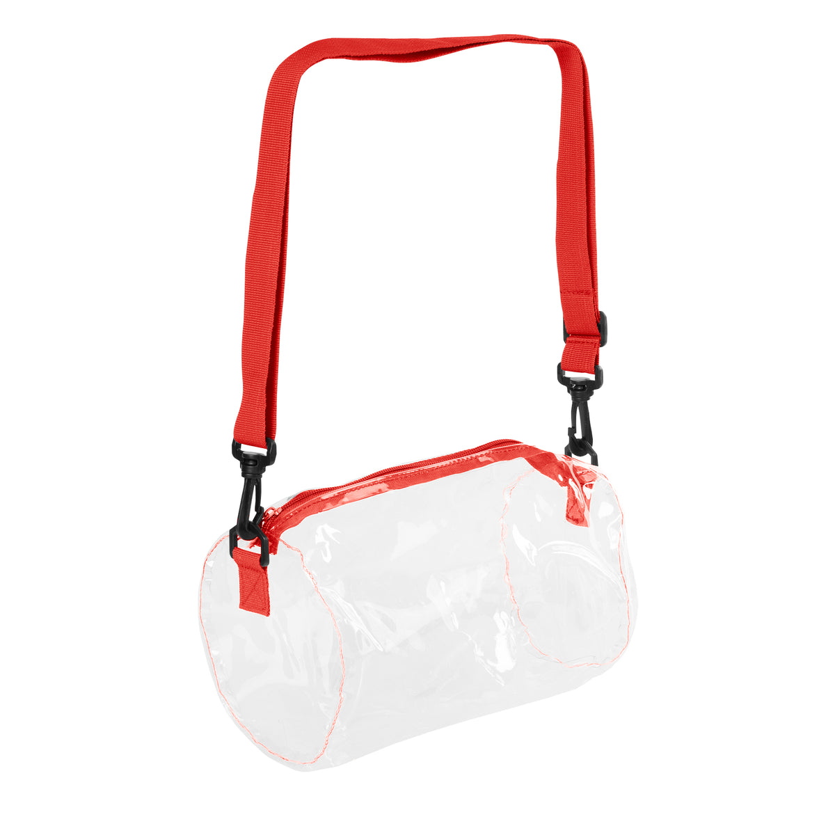 Seymour Clear Barrel Bag - Clear With Red