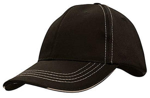 6 Panel Cool Mesh Trucker Cap with Sandwich - Custom Embroidered - HP_4084 - Black with Black