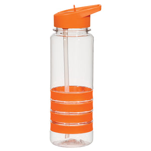 24 Oz. Tritan™ Banded Gripper Bottle With Straw - Clear With Orange