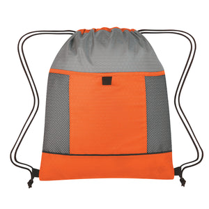 Honeycomb Ripstop Drawstring Bag - Orange With Gray