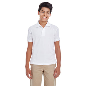 88181Y Core 365 Youth Origin Performance Piqué Polo - White