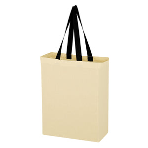 Natural Cotton Canvas Grocery Tote Bag - Black
