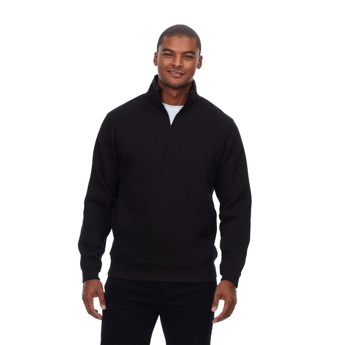 Threadfast Unisex Ultimate Fleece Quarter-Zip Sweatshirt - Black