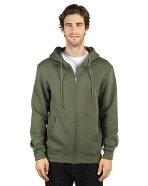 Threadfast Unisex Ultimate Fleece Full-Zip Hooded Sweatshirt - Army