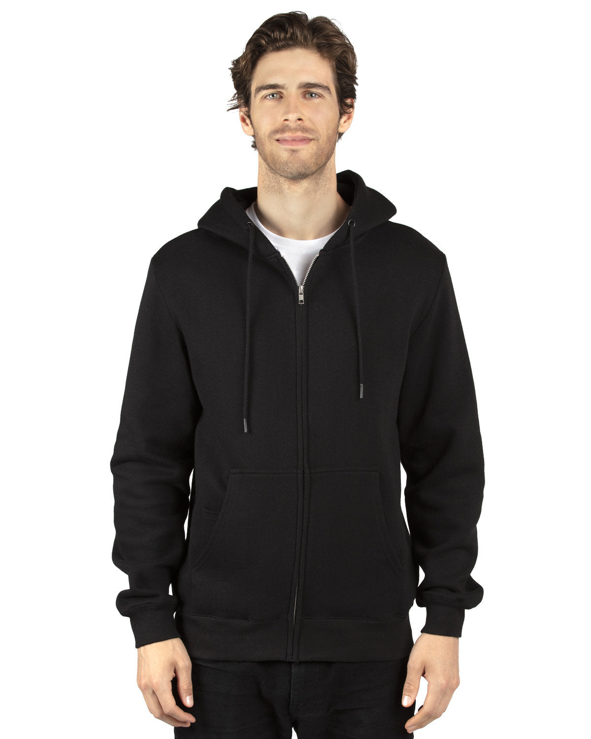 Threadfast Unisex Ultimate Fleece Full-Zip Hooded Sweatshirt - Black