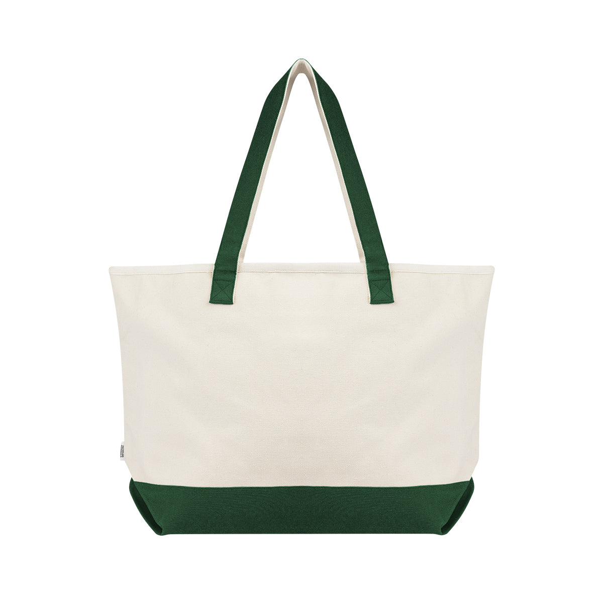 Large Starboard Recycled Cotton Canvas Tote Bag - Natural With Forest Green