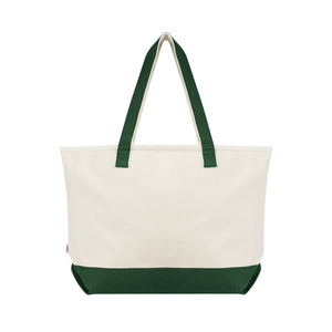 Large Starboard Recycled Cotton Canvas Tote Bag - Natural With Forest Green