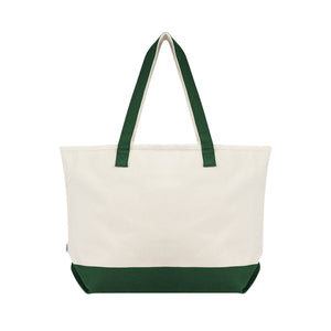 Large Starboard Recycled Cotton Canvas Tote Bag - Natural With Forest Green