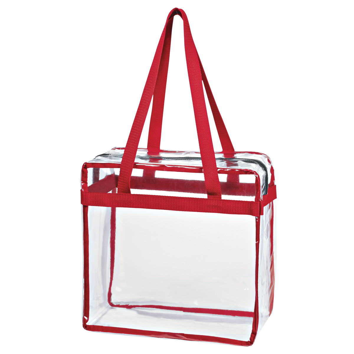 Clear EVA Tote Bag With Zipper - Clear With Red