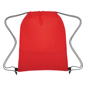 Wave Design Non-Woven Drawstring Bag - Red