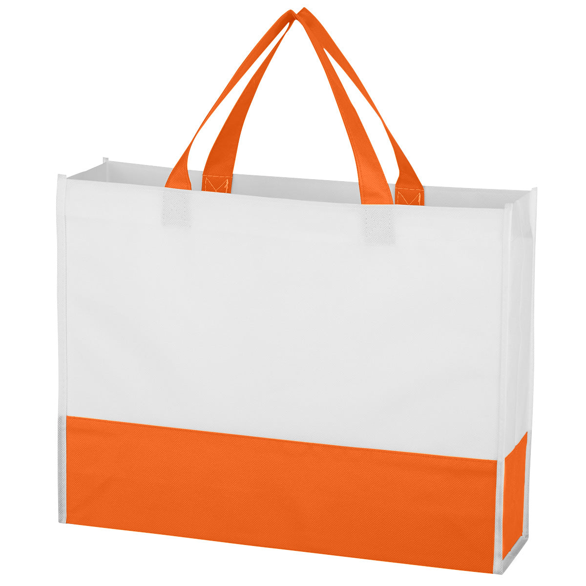 Non-Woven Prism Tote Bag - White With Orange