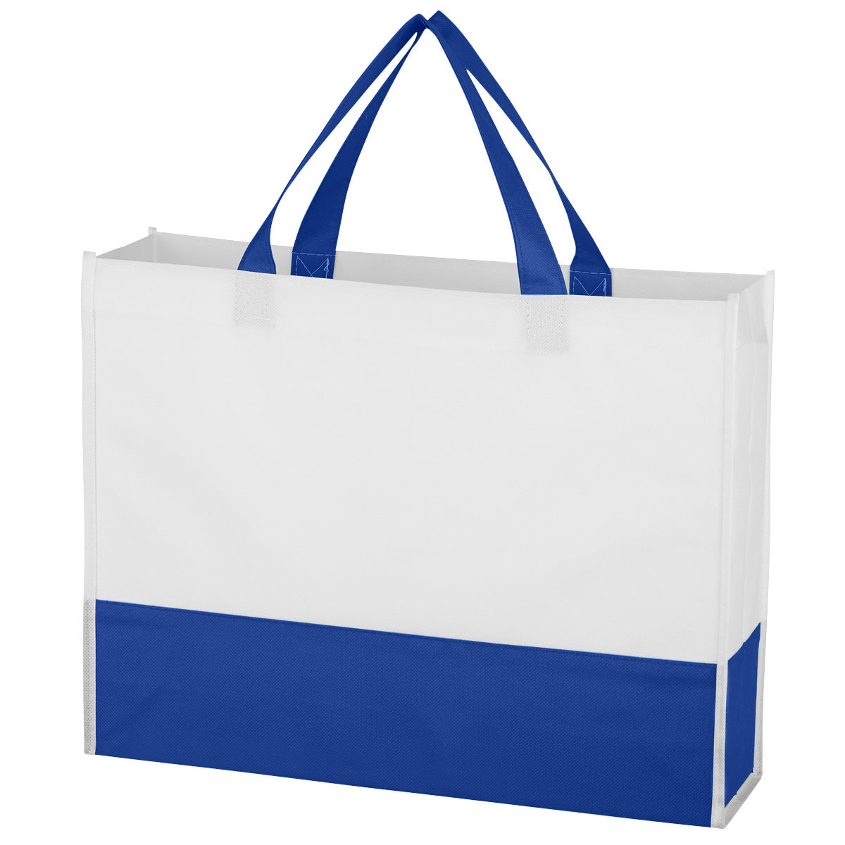 Non-Woven Prism Tote Bag - White With Royal Blue
