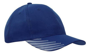 6 Panel Breathe P-Twill with Peak Print Cap - Custom Embroidered - HP_4007 - Royal with White